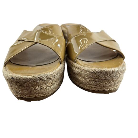 Jimmy Choo Sandals Womens 8.5 38.5 Platform Espadrille Beige Patent Leather - Picture 4 of 15